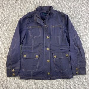 Boden Womens Blue Cotton Long Sleeve Pockets Full Zip Utility Jacket Size 12